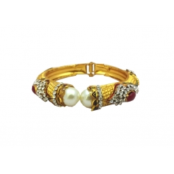 B0031- ethnic kada with mahroon stones and big pearls